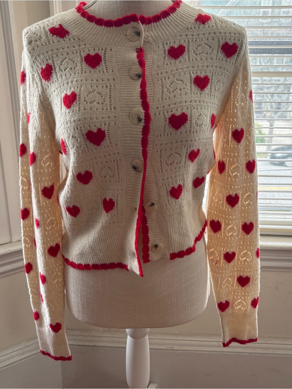 NWOT Jessica Simpson Cream Heart Cardigan